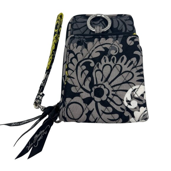 Vera Bradley Baroque Pattern All In One Wristlet In Black Yellow & Gra - Picture 1 of 9